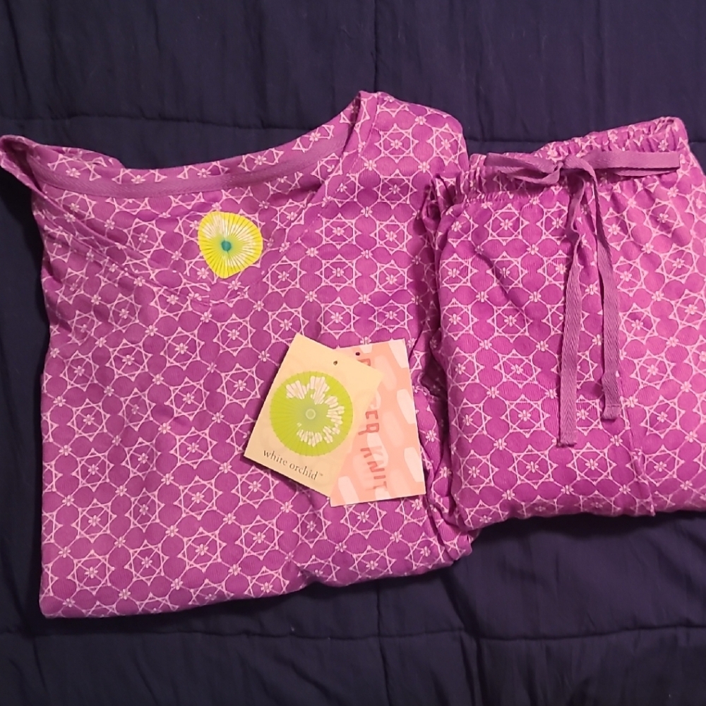Purple Patterned Pajama Set